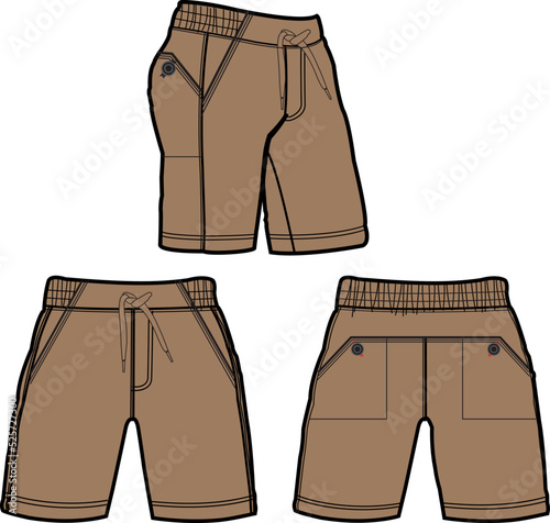 Sweat jogger pants with an elasticated drawstring waist in a relaxed style. Men's casual wear. Vector technical sketch.