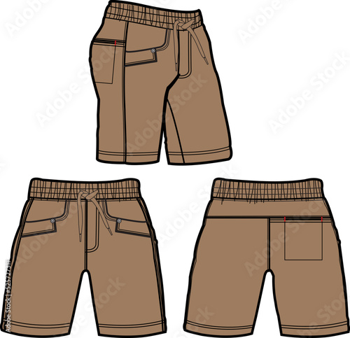 Sweat jogger pants with an elasticated drawstring waist in a relaxed style. Men's casual wear. Vector technical sketch.