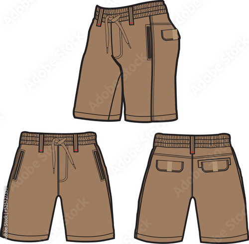 Sweat jogger pants with an elasticated drawstring waist in a relaxed style. Men's casual wear. Vector technical sketch.