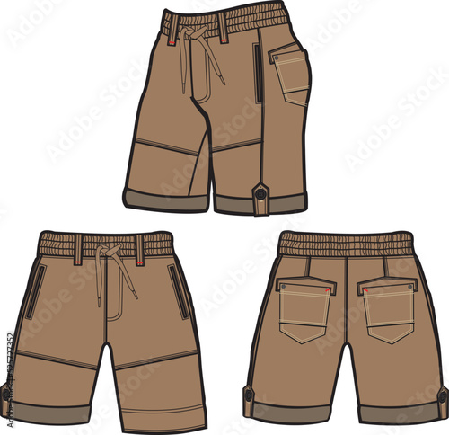 Sweat jogger pants with an elasticated drawstring waist in a relaxed style. Men's casual wear. Vector technical sketch.