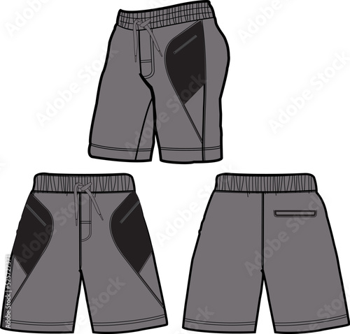 Sweat jogger pants with an elasticated drawstring waist in a relaxed style. Men's casual wear. Vector technical sketch.