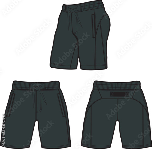 Sweat jogger pants with an elasticated drawstring waist in a relaxed style. Men's casual wear. Vector technical sketch.