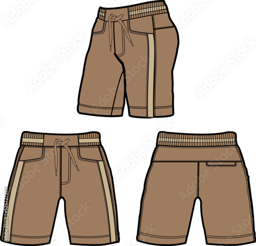 Sweat jogger pants with an elasticated drawstring waist in a relaxed style. Men's casual wear. Vector technical sketch.