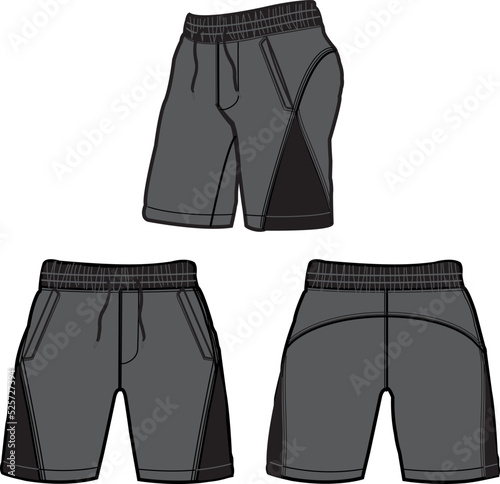 Sweat jogger pants with an elasticated drawstring waist in a relaxed style. Men's casual wear. Vector technical sketch.