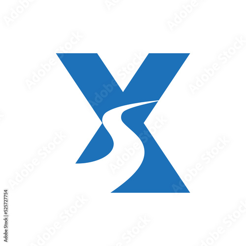 Letter X Road Logo For Transportation Symbol Based On Path Concept Vector Template