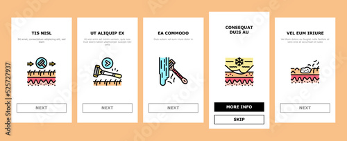Ingrown Hair Problem Treatment onboarding icons set vector