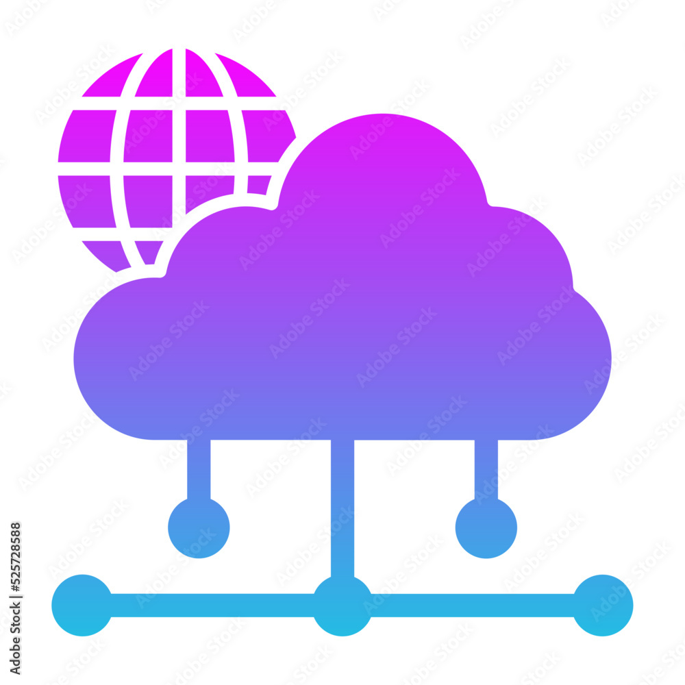 Cloud Network Glyph Gradient Icon Cloud Network Glyph Gradient Icon