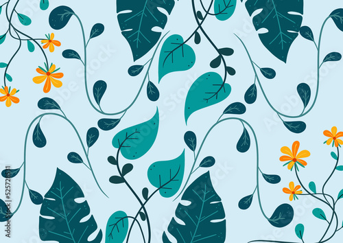 illustration of orange leaves and flowers