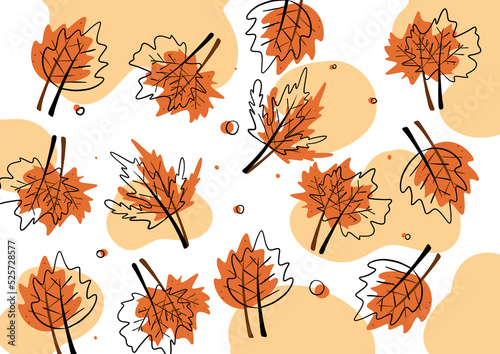 illustration of orange autumn leaves with
