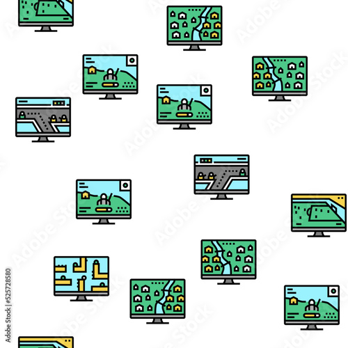 Video Game Electronic And Device vector seamless pattern