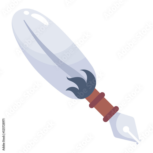 Trendy flat quill pen flat icon