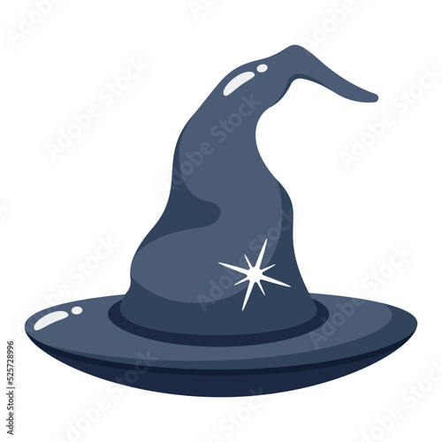 An icon of witch hat flat vector 