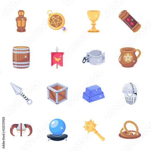 Modern Medieval Equipment Flat Icons

