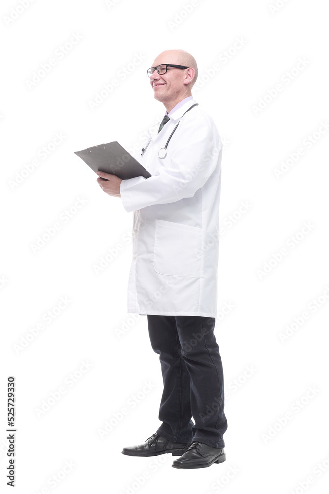 in full growth. senior doctor with clipboard. in full growth. senior doctor with clipboard.