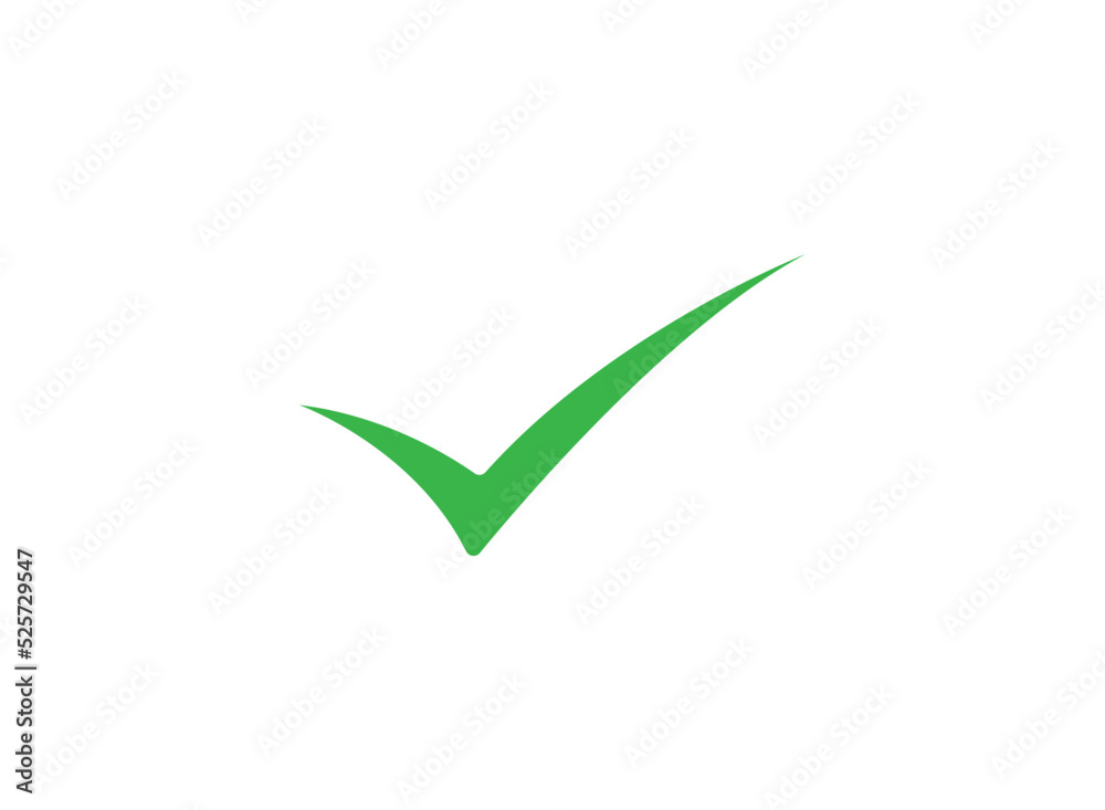 Green check mark icon. Tick symbol in black color, vector illustration. Green check mark icon. Tick symbol in black color, vector illustration.