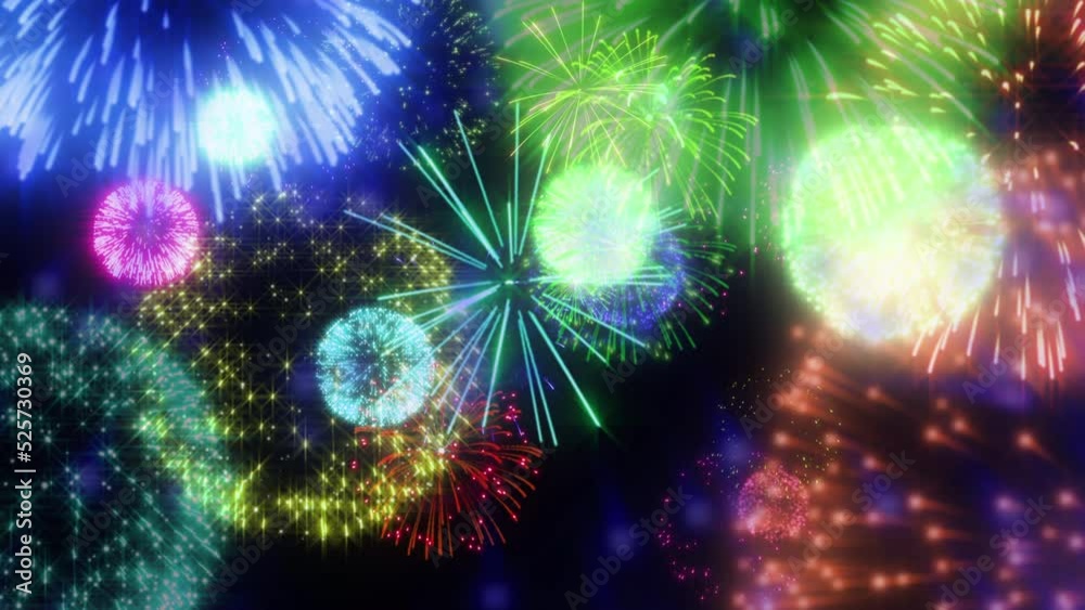 Colorful fire works particle effect animation