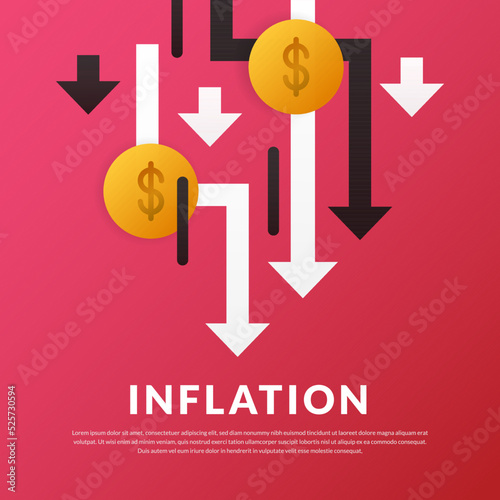 Business Economy Crisis Concept. inflation money. Arrow decrease lost bankrupt lost income concept