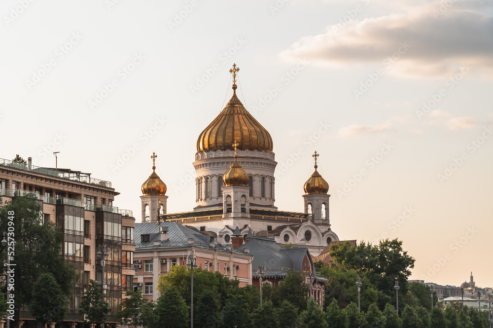 Golden domes of the Church of Christ the Savior in Moscow.