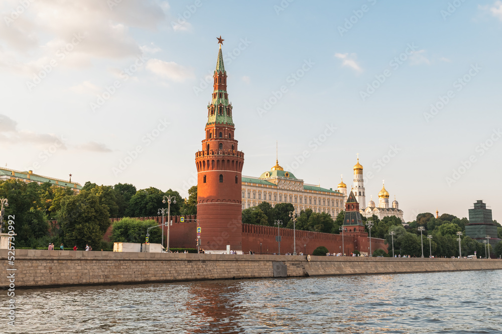 View of the Grand Kremlin Palace and the towers of the Kremlin.