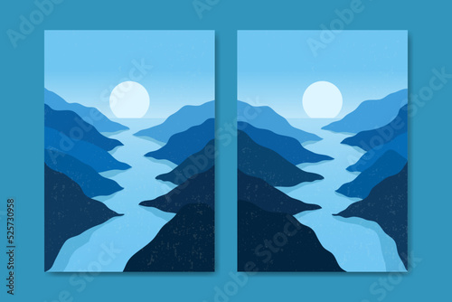 Basic RGBAbstract Contemporary mid century modern Landscape boho poster template. Aesthetic Modern Art Minimal and natural mountains compositions for postcard cover wallpaper wall art home decor