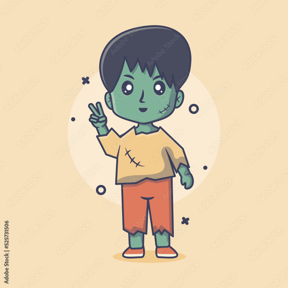 Young boy wearing a zombie Halloween costume in a flat style design Young boy wearing a zombie Halloween costume in a flat style design