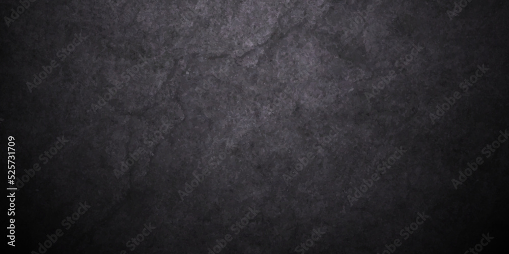 Dark black conrcrete cracked stone marble wall grunge backdrop background. panorama dark black with gray stucco wall, blank grunge vintage surface design. Worn gray grungy background.