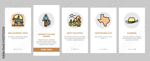 Western Cowboy And Sheriff Man onboarding icons set vector