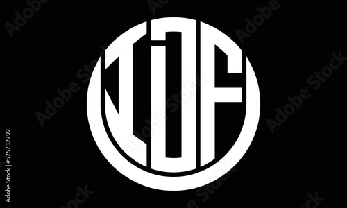 IDF three letter circle logo design vector template.  monogram symbol on black & white.
