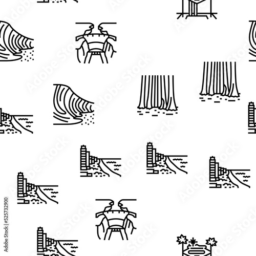 North America Famous Landscape vector seamless pattern