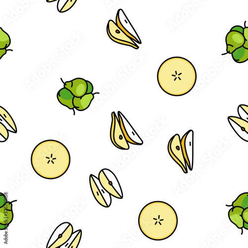pear fruit green white leaf food vector seamless pattern