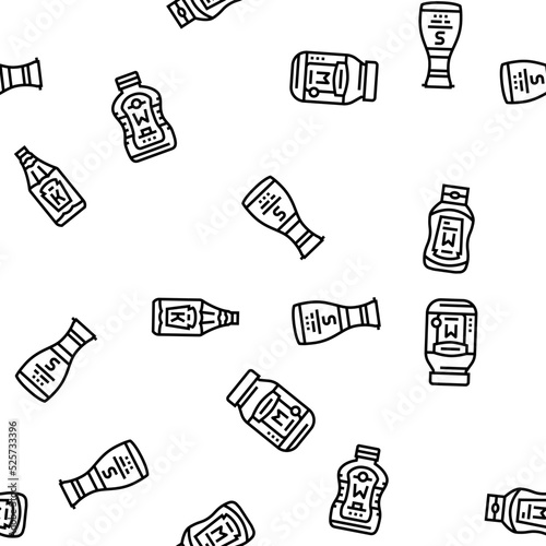 sauce ketchup food mayonnaise vector seamless pattern