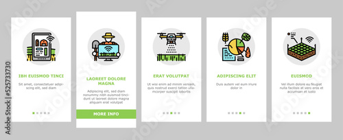 farm smart agriculture farmer onboarding icons set vector