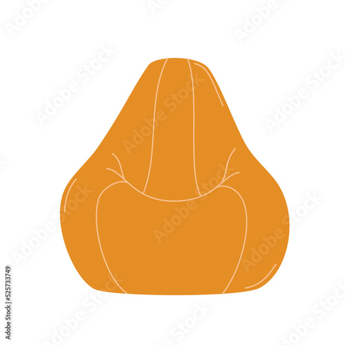 Bean bag chair, soft pouf upholstery chair, comfortable seat. Flexible seat furniture for work and relax, isolated on white background. Flat vector cartoon illustration, clipart.