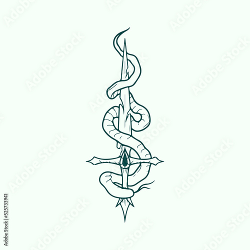 sword vector illustration with snake