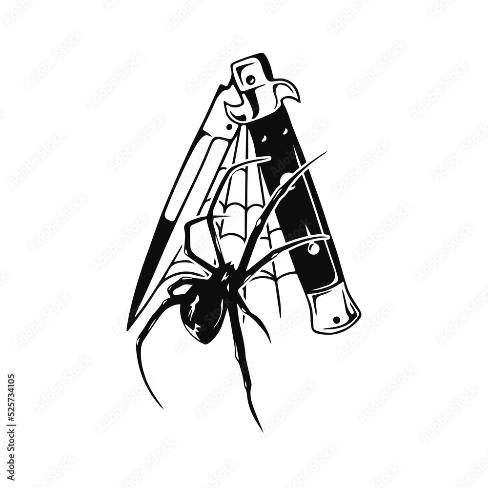 vector illustration of spider with knife vector illustration of spider with knife