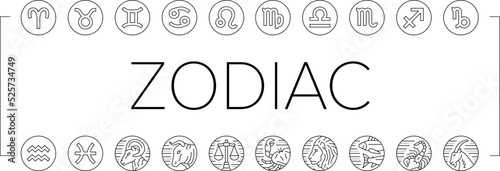 Zodiac Astrological Sign Animal Icons Set Vector