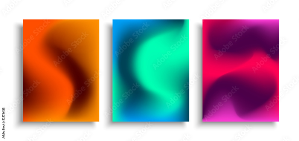 Modern colorful gradient set background. Abstract trendy fluid shape design. Template collection for brochure, cover, flyer, poster, banner. Vector illustration