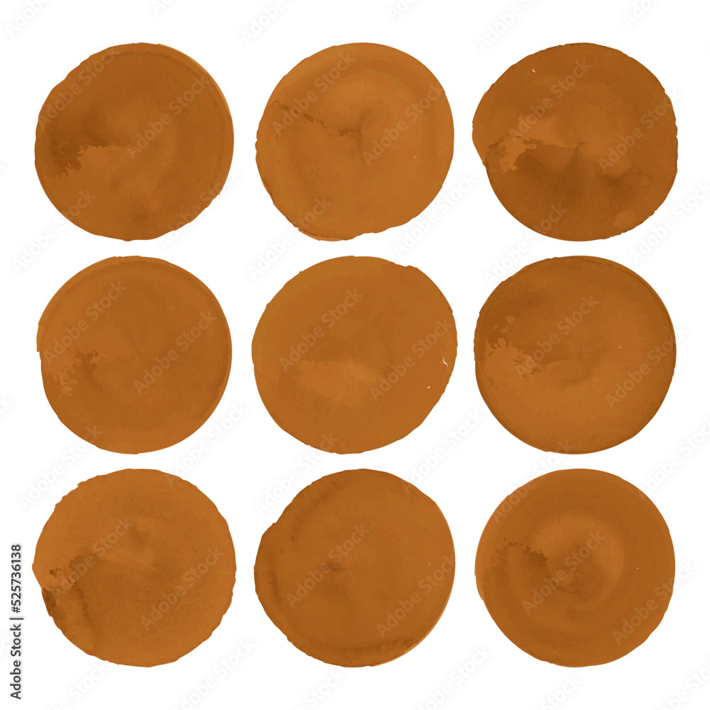 pack of Natural brown circle watercolor brush texture