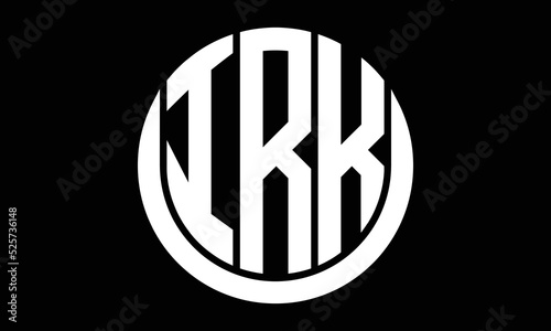 IRK three letter circle logo design vector template.  monogram symbol on black & white.