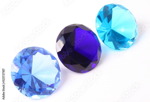 Set of blue diamond on white background