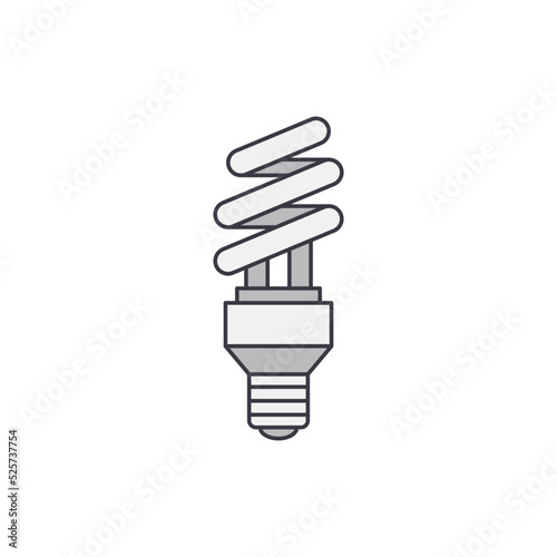 CFL bulb lamp icon in color, isolated on white background 