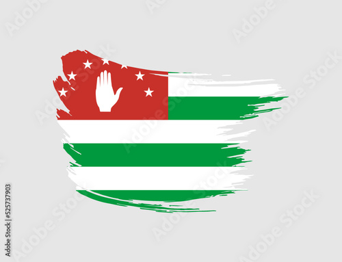 Stain brush painted stroke flag of Abkhazia on isolated background