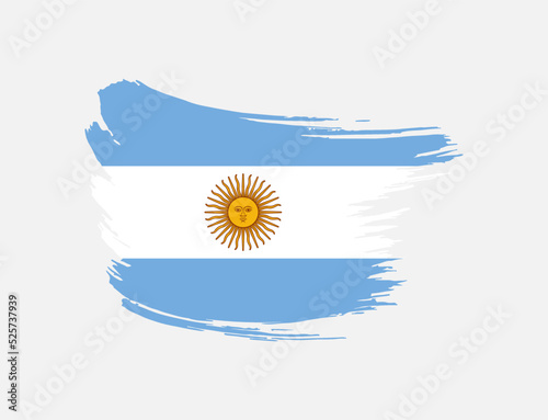 Stain brush painted stroke flag of Argentina on isolated background