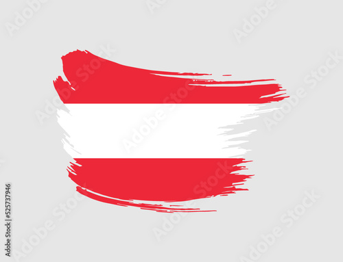 Stain brush painted stroke flag of Austria on isolated background
