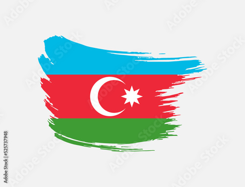 Stain brush painted stroke flag of Azerbaijan on isolated background