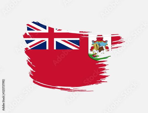 Stain brush painted stroke flag of Bermuda on isolated background