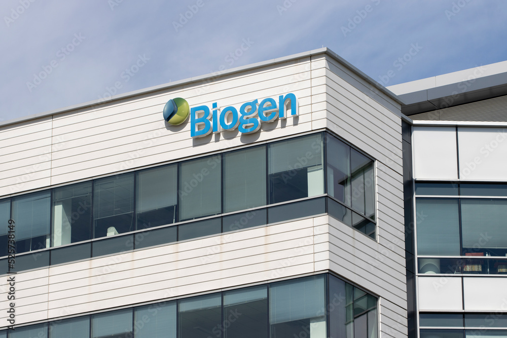 Cambridge, MA, USA June 29, 2022 Biogen logo is seen at its