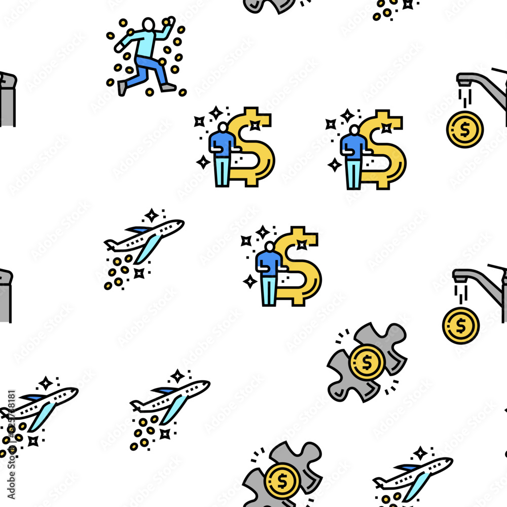 financial freedom money business vector seamless pattern