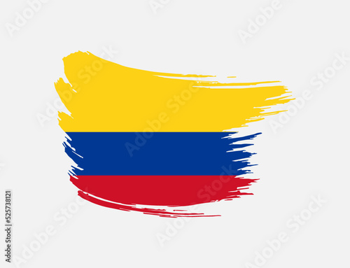 Stain brush painted stroke flag of Colombia on isolated background