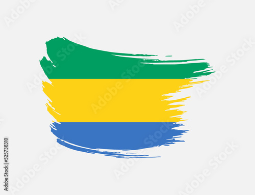 Stain brush painted stroke flag of Gabon on isolated background